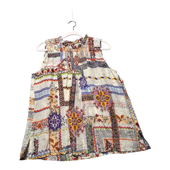 Johnny Was Womens top small? Silk patchwork boho hippie - Picture 12 of 15